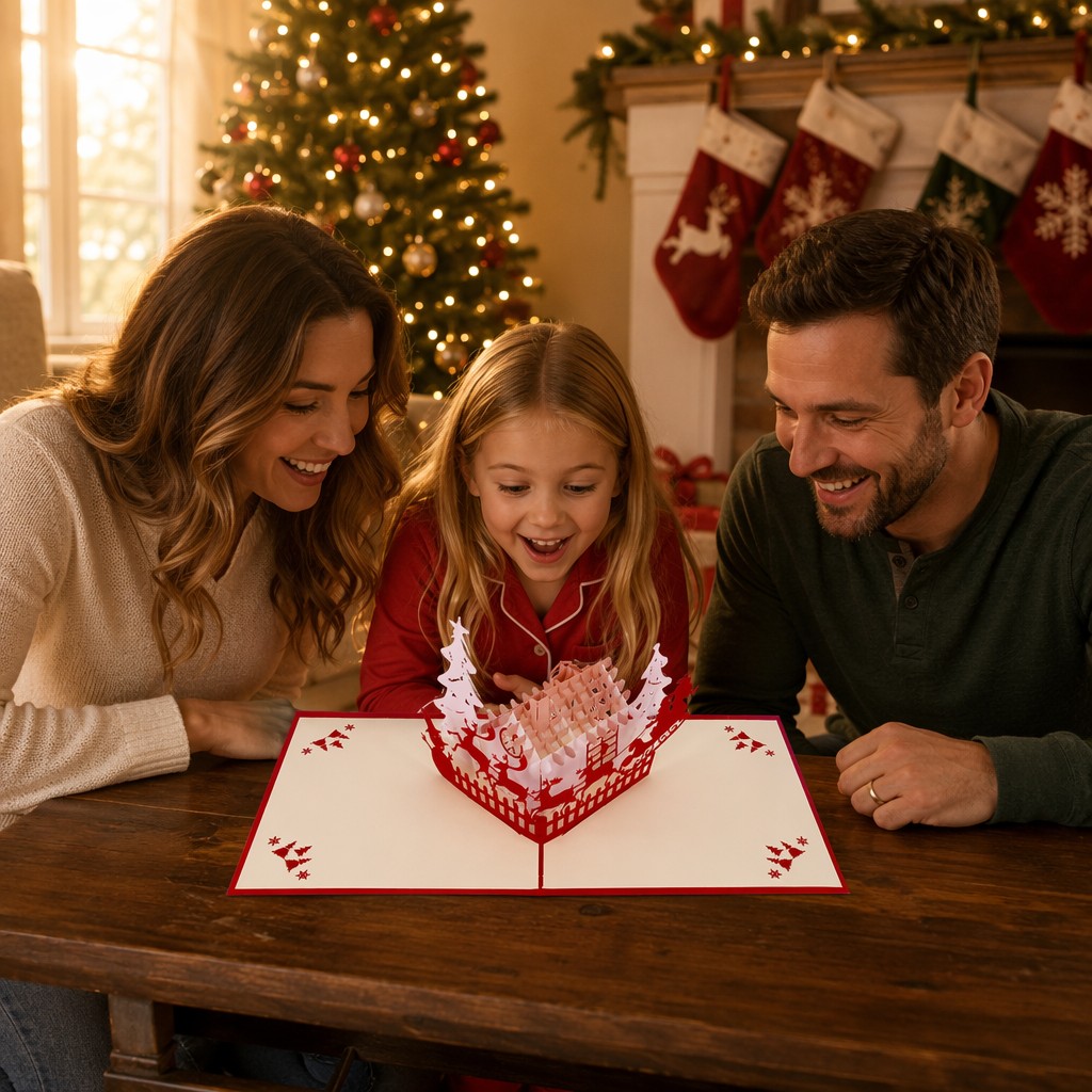 3d christmas cabin cards