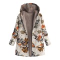 Hot Women Winter Warm Floral Hooded Jacket Flower Print Hoody Vintage Oversize Coats Winter Padded Jacket Women Parkas Fashion