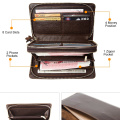 WESTAL Men's Wallet Genuine Leather Clutch Male Men's Clutch Bag Double Zip Wallet Leather Men Long Wallets Purse Money Bag 9069