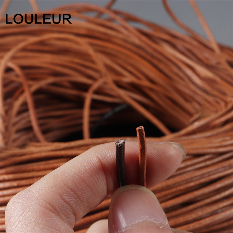 100% Genuine Leather Round Thong Cord Leather Cord String Rope for DIY Necklace Bracelet DIY Jewelry Making Dia 1/1.5/2/3/4/5mm