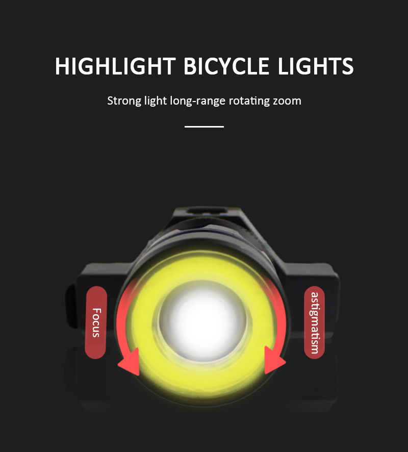 LED USB Line Rear Light 3 Modes Adjustable Bicycle Light Rechargeable Battery Zoomable Front Bike Headlight Lamp