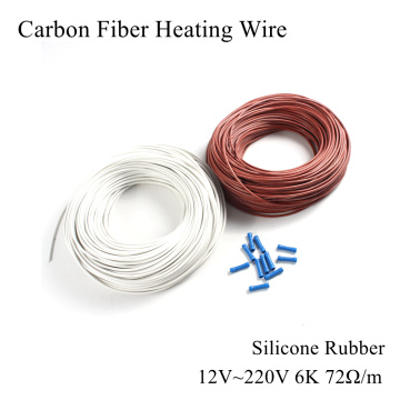 12V 220V 6K 72Ω/m Carbon Fiber Heating Cable Silicone Rubber Heat Wire Freeze Infrared Water Pipe Frost Warm Floor Sewer Car