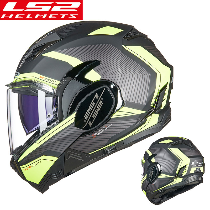 Original LS2 FF900 Valiant II 180Degrees Flip Up Modular KPA Shell Motorcycle Helmet With Anti-fog Patch Holes Casco Moto Casque