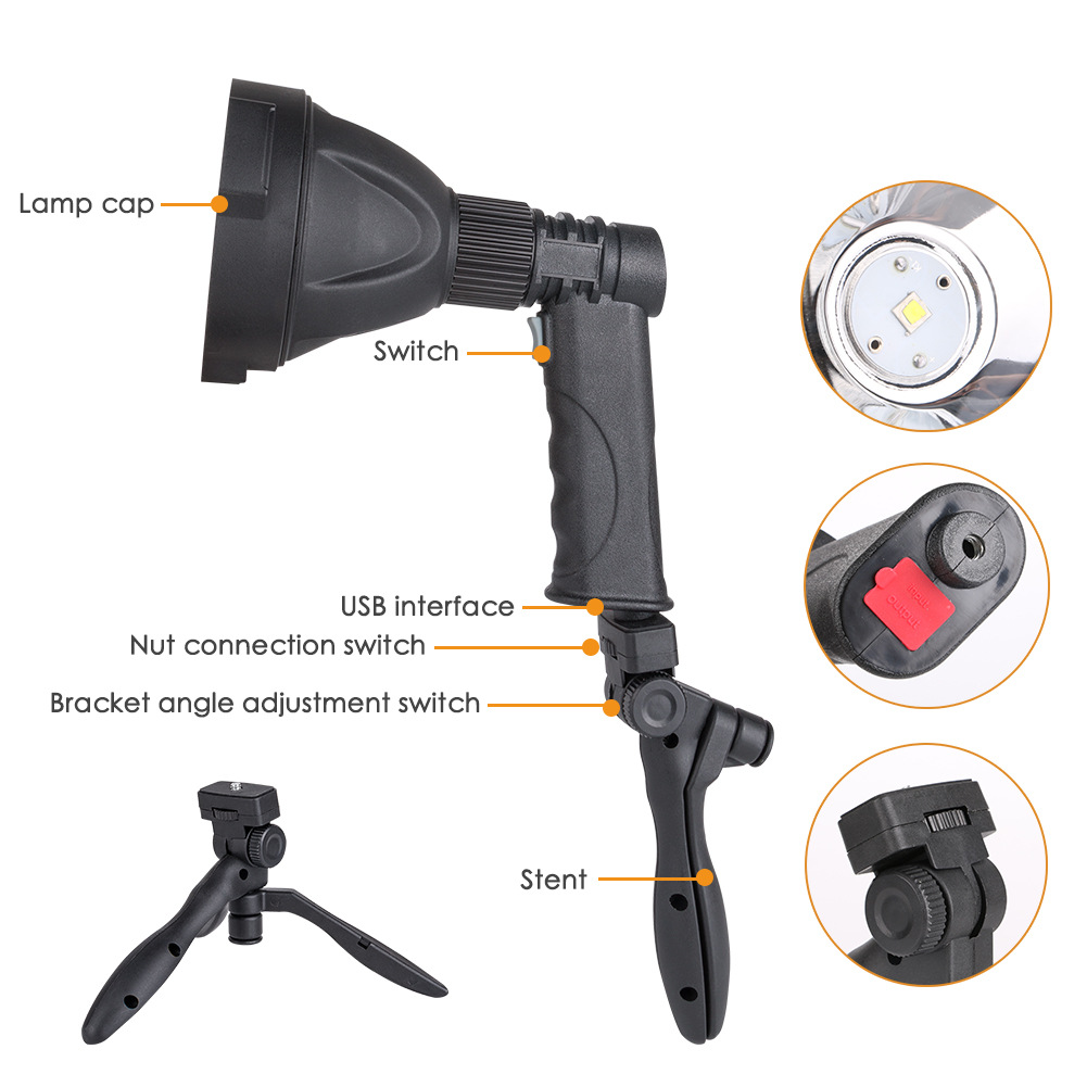 Zhiyu Powerful Strong Searchlight,outdoor Multi-function Lighting LED Flashlight,long-range Waterproof Rechargeable PortableLamp