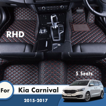 RHD Carpets For Kia Carnival Sedona 2017 2016 2015 5 Seats Leather Waterproof Car Floor Mats Custom Auto Accessories Interior