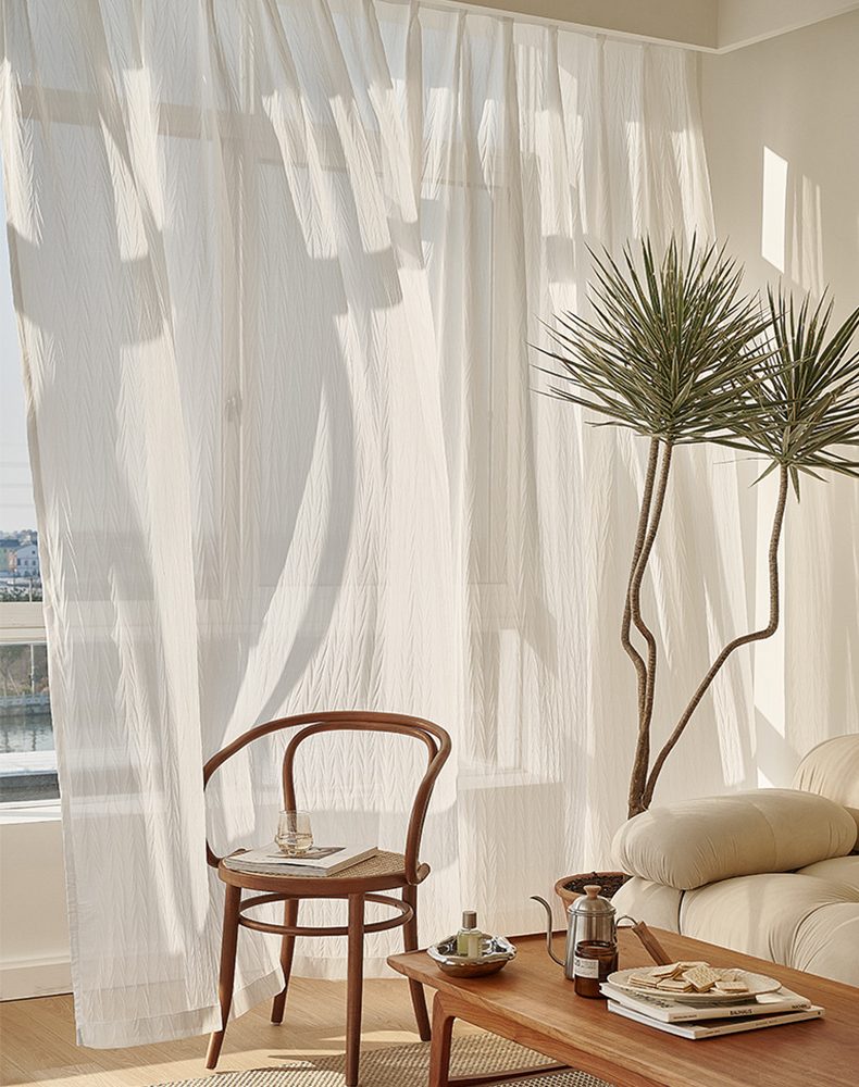 Blackout Shade Anti-hook Herringbone Jacquard Curtain Sheer