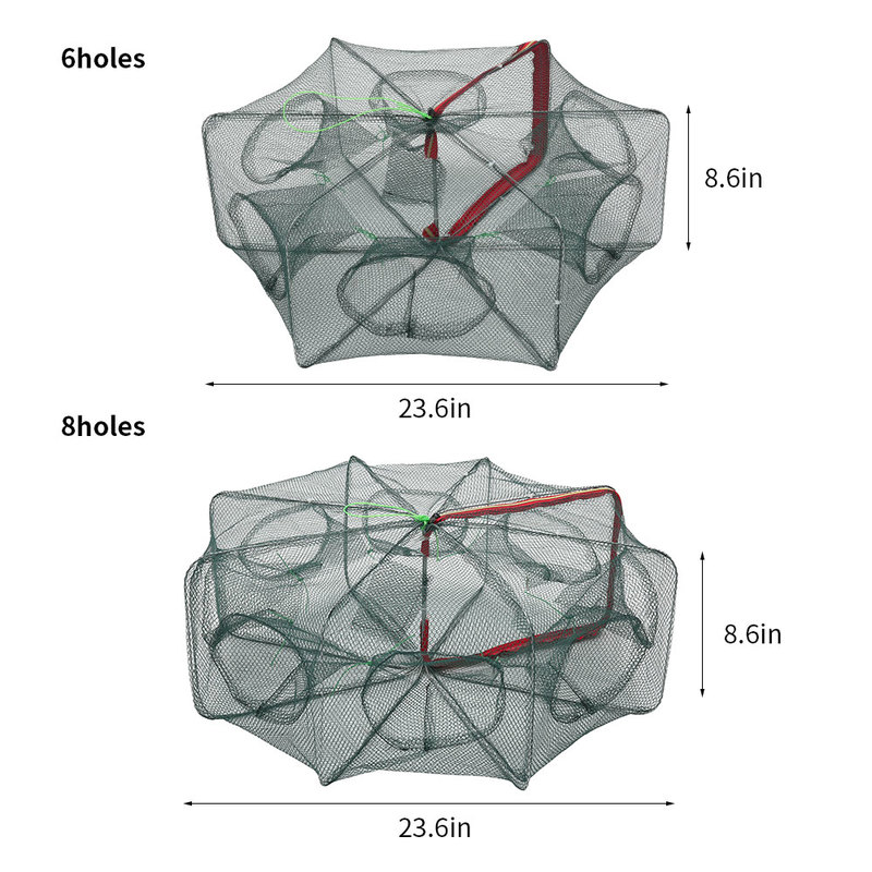 Strengthened 6/8 Holes Automatic Fishing Net Cage Foldable Fish Crab Shrimp Trap Folding Fishing Network Tackle Tools Dropship