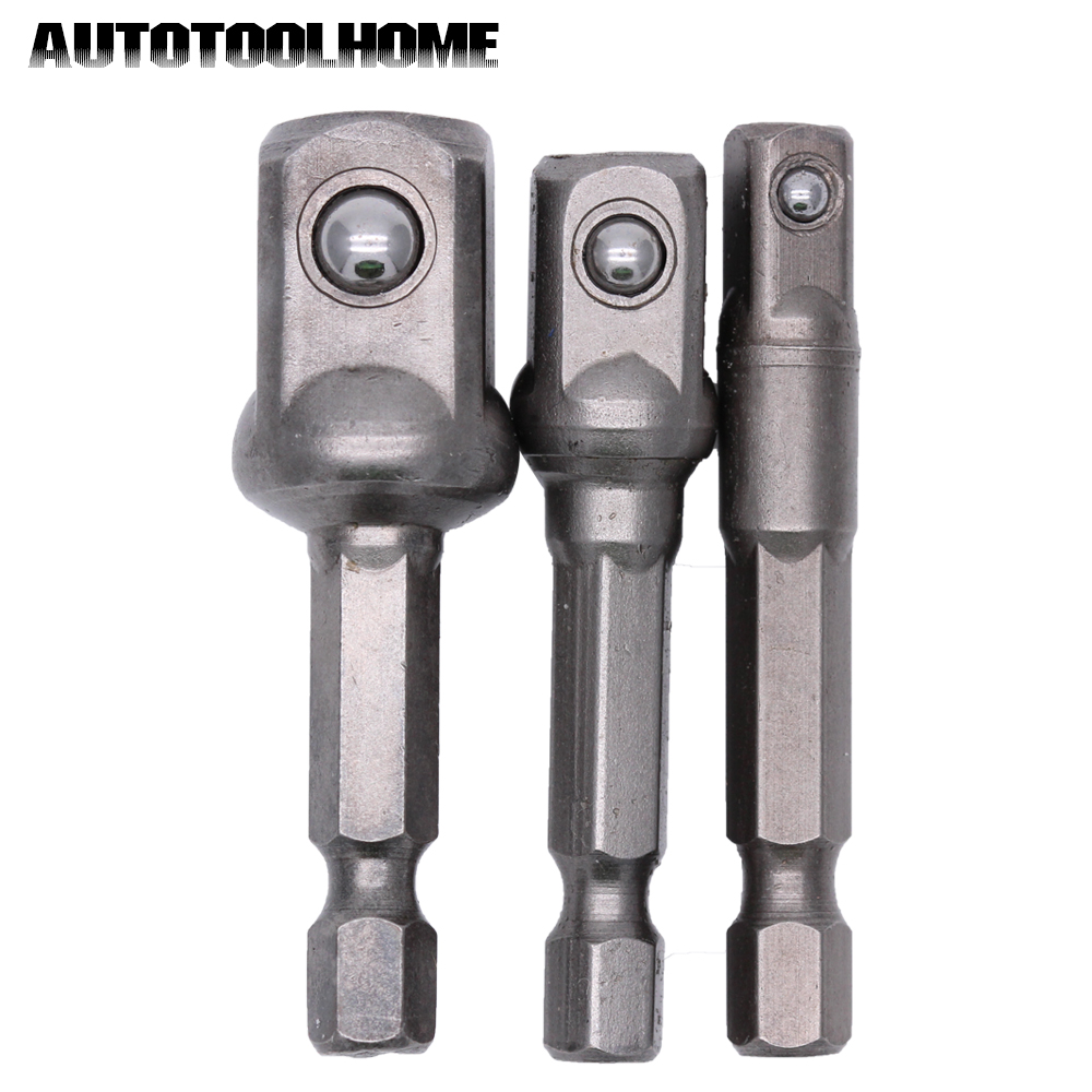 3PC 1/4 3/8 1/2" Hex Power Drill Bit Driver Socket Bits Set Adapter Wrench Sleeve Extension Bar For Electric Screwdriver Bits