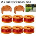 1 Or 14Pcs/pack 10ft Line String Trimmer Spool+Cap Cover For WORX WA0010 WG151 WG160 WG165 WG180