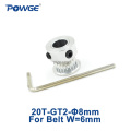 POWGE 20 teeth 2MGT 2M GT2 Timing Pulley Bore 8mm for 2GT Synchronous Belt width 6mm Small backlash 20Teeth 20T 3D Printer 1pcs