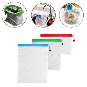 Reusable Mesh Bag for Grocery Shopping Fruit Vegetable Storage Bag practical Polyester mesh bag zip lock keep fresh Storage bag