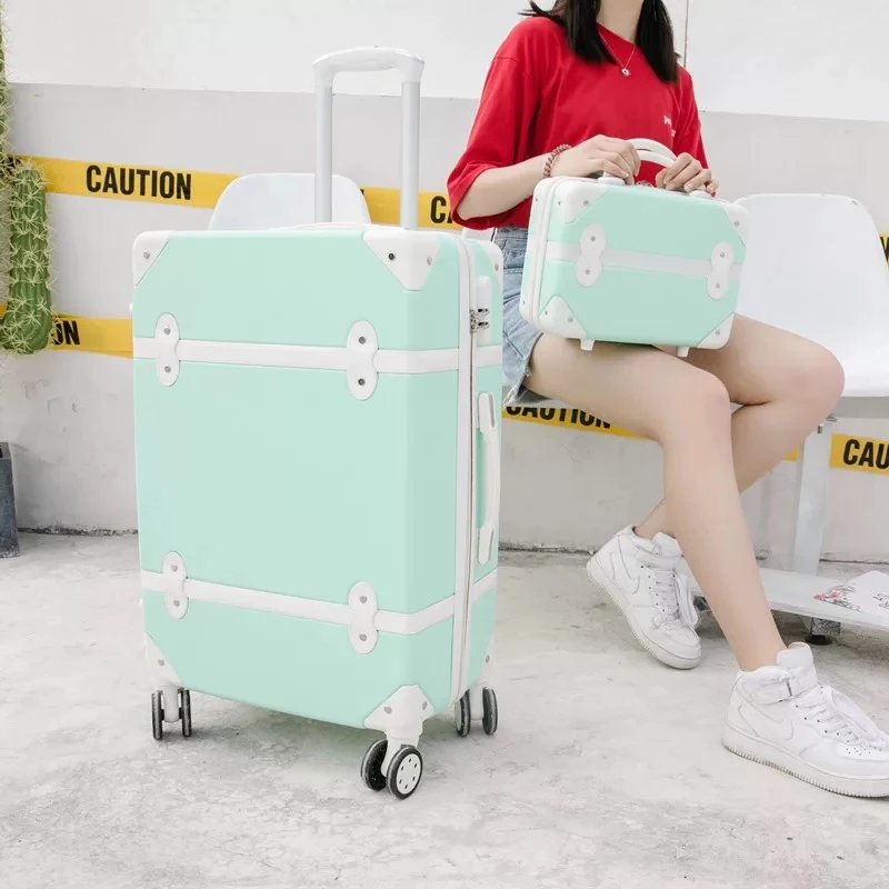 CALUDAN Korean Retro Women Rolling Luggage Sets Spinner ABS Students Travel Bags 20 inch Cabin password Suitcase Wheels