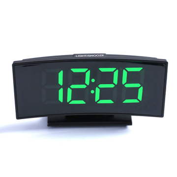 Digital Alarm Clock Curved Dimmable LED Electronic Digital desktop Clock for Kids Bedroom Large Number Table Clock Decoration