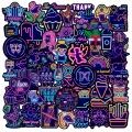 50PCS Neon Light Sticker Gifts Toys for Kids Funny Waterproof Vinyl Stickers Pack for Laptop Luggage Guitar Graffiti Car Sticker