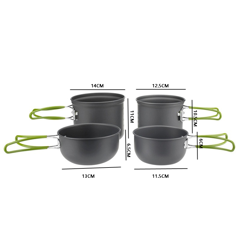 Portable Outdoor Camping 2 Person Cookware Set Pot Bowl Spoon and Gas Stove Picnic Hiking Cooker