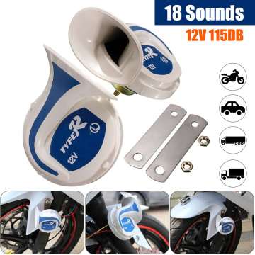 115 DB 12V Horn Auto Speaker Digital Electric Siren Loud Air Snail Horn Magic 18 Sounds Home Security Alarm System Loud