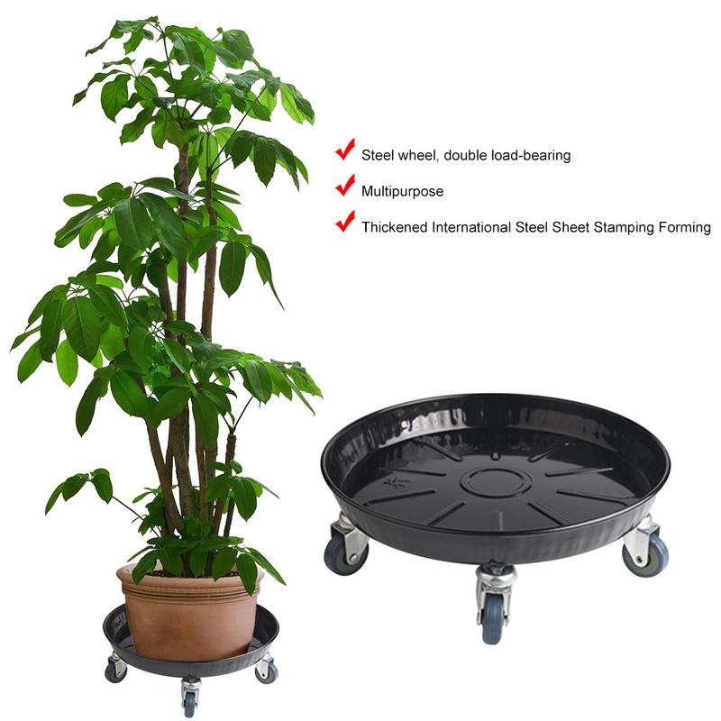 Multi-function Moving Flower Pot Tray Round Wheeled Metal Flower Pot Base With Universal Wheel Strong Bearing Capacity