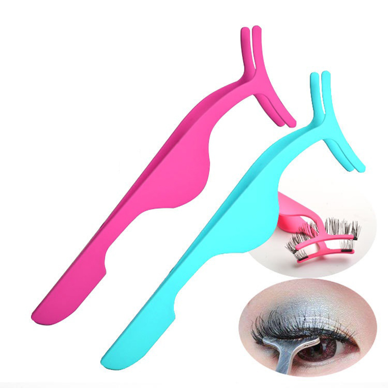 Profession Multifunctional False Eyelashes Stainless Auxiliary Eyelash Curler Tweezers Clip Beauty Makeup Cosmetic Tool