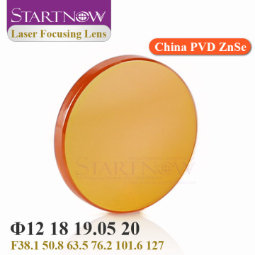 Startnow CO2 Laser Focus Lens China PVD ZnSe 12 18mm 19.05 20 mm F38.1 50.8 63.5 76.2 101.6 1.5