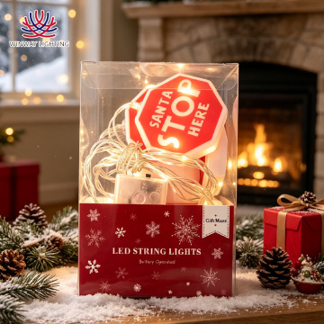 Stop Sign Shaped String Lights, 10 LEDs