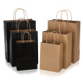 10Pcs/lot Black and Brown Gift Bags with Handles Recyclable Kraft Paper Gift Packaging Box Baby Shower Party Decoration Supplies