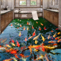 PVC Self Adhesive Waterproof 3D Floor Murals Goldfish Pond Photo Wall Paper Sticker Bathroom Kitchen Home Decor Papel De Parede