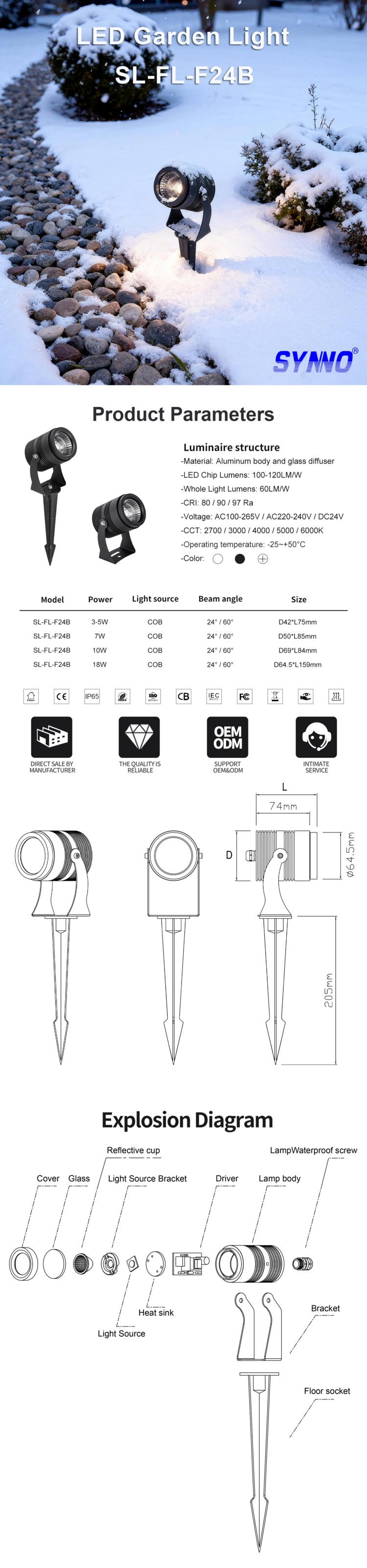 garden led spike spot light