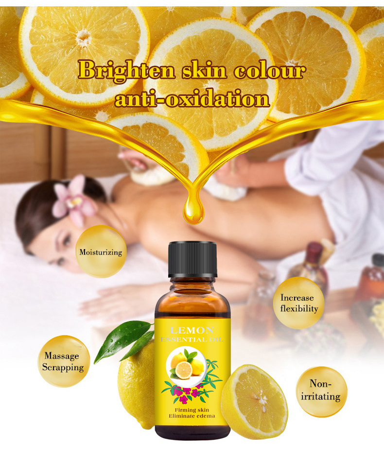 Pure Plant Lemon Massage Essential Oil Body Heat Can Be Scraped Gua Sha Therapy SPA Relax Whitening Moisturizing Skin Care TSLM2