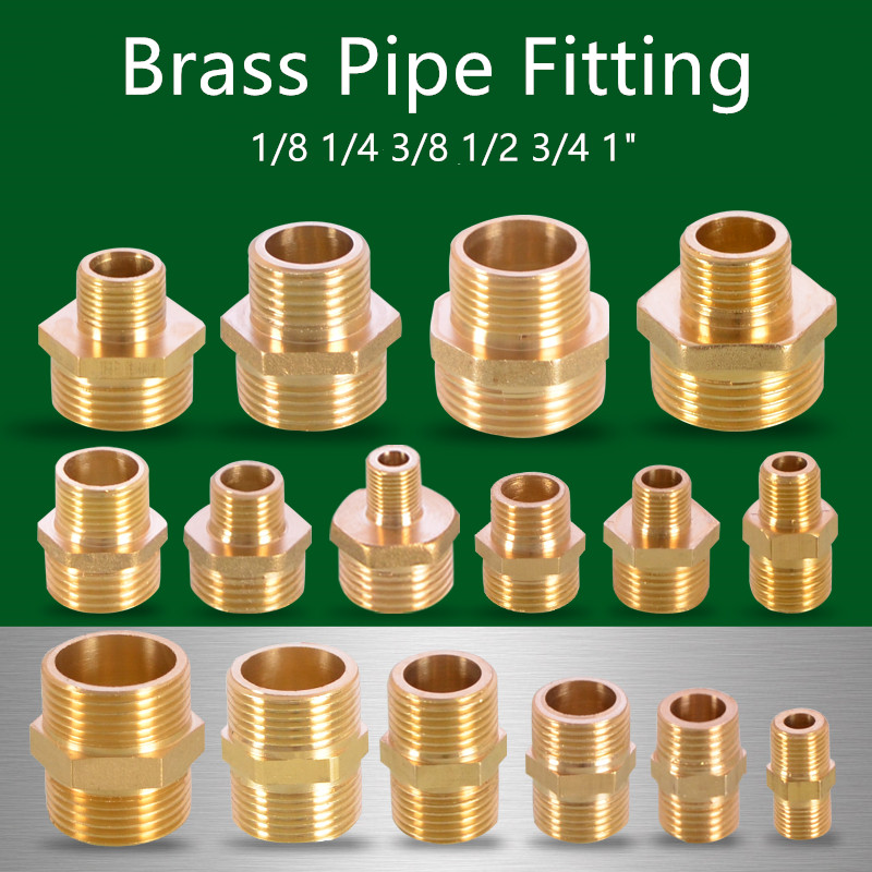 Brass Water pipe fittings 1/8 1/4 3/8 1/2 3/4 thread reducer Connection Adapte Copper Pneumatic Components Plumbing Accessories