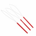 12 pcs Hair Extension Hook Pulling Tool Needle Threader Micro Rings Beads Loop plastic Handle With Iron Wire Red