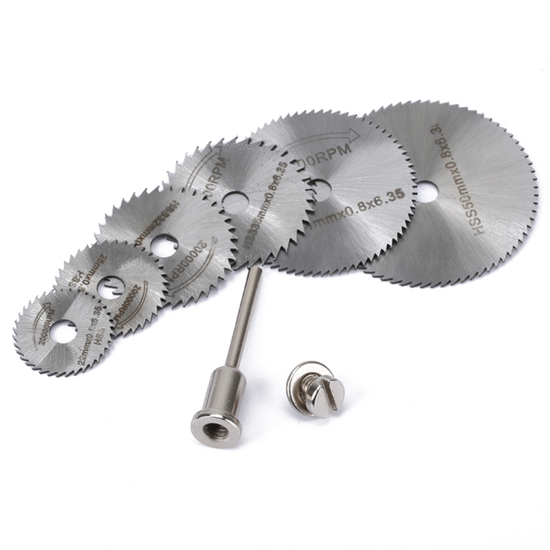 7pcs/Set 30mm Mini Diamond Saw Blade Silver Cutting Discs With 2X Connecting Shank For Dremel Drill Fit Rotary Tool