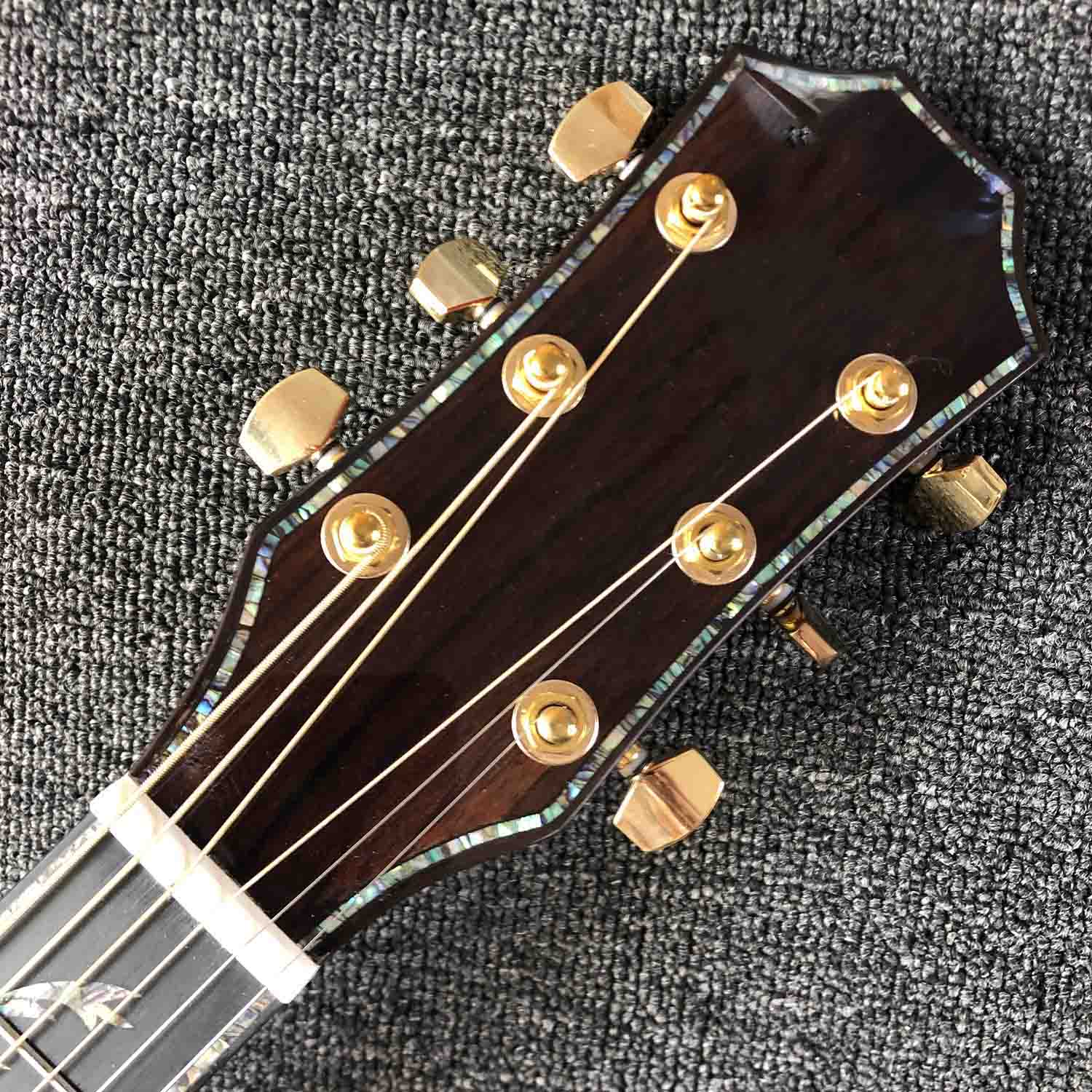 Handmade 40’’ Cutway Solid Top Acoustic Guitar Bone Nut Saddles Abalone Inlay Ebony Fingerboard SPECIAL PRICE