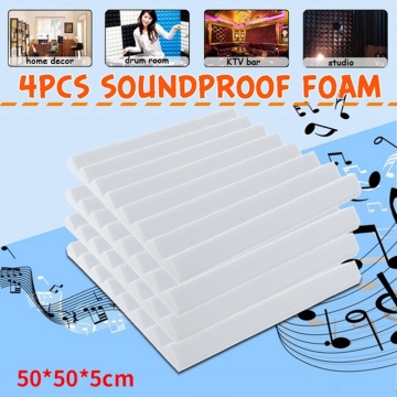 4PCS 500x500x50mm White Soundproofing Foam Acoustic Panel Tiles Sound Treatment Studio Room Noise Sound-Absorbing Sound