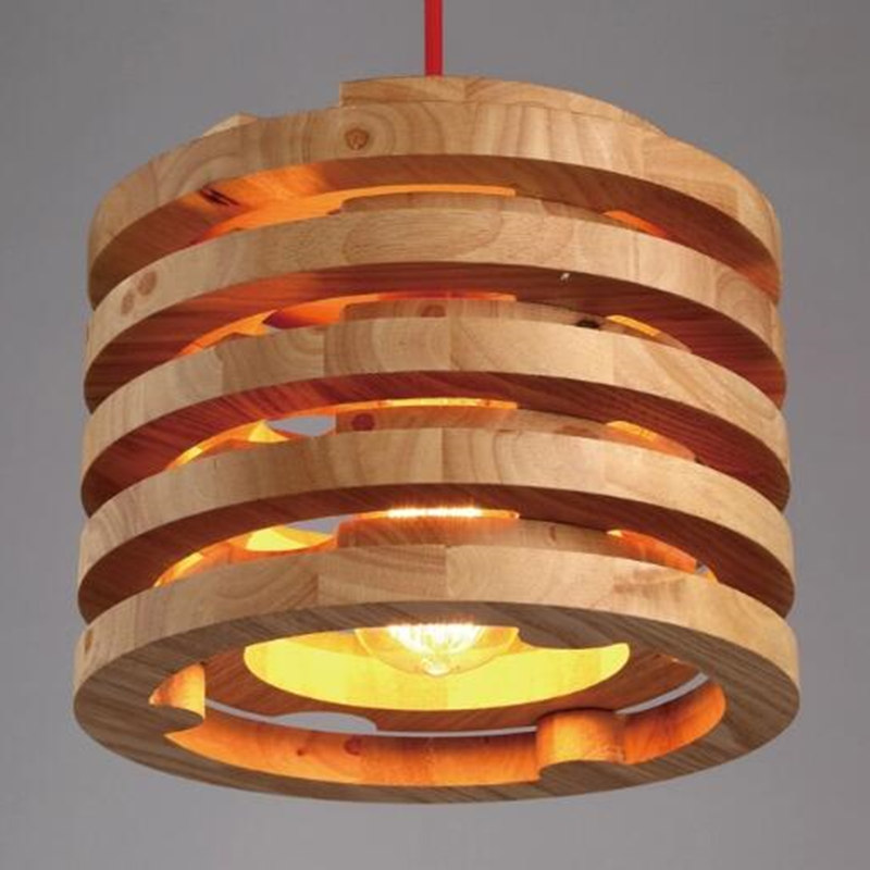 26cm Round multi layer carving Northern Europe Wooden Lamp Vintage Restaurant Cafe Solid Wood Pendant Lights With Blub for Free