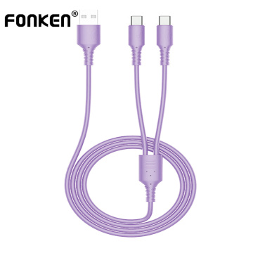 FONKEN 2 In 1 USB Cable Liquid Silicone Charge Cable Mobile Phone Charging Cord Micro USB Silicon Cable Type C Charger Android