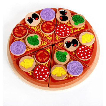 Simulation Pizza Wooden Kitchen Toys Fruit Vegetable with Tableware Food Cooking Tableware Children Kitchen Pretend Play Toy