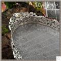 34.5x20.5cm oval embossed bronze /silver metal serving tray storage tray for fruit hotel restaurant home decoration FT041