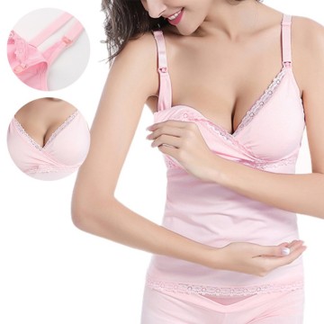 Summer Maternity Camisole Comfy Pregnant Bras Women Wireless Cami Tank Tops Breast Feeding Top Vest Nursing Underwear Pink