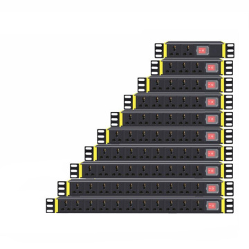 PDU Network Cabinet Power Strip 2/3/4/5/7/9/10AC EU UK US AU Universal Socket Aluminium Alloy Industrial Distribution Outlet