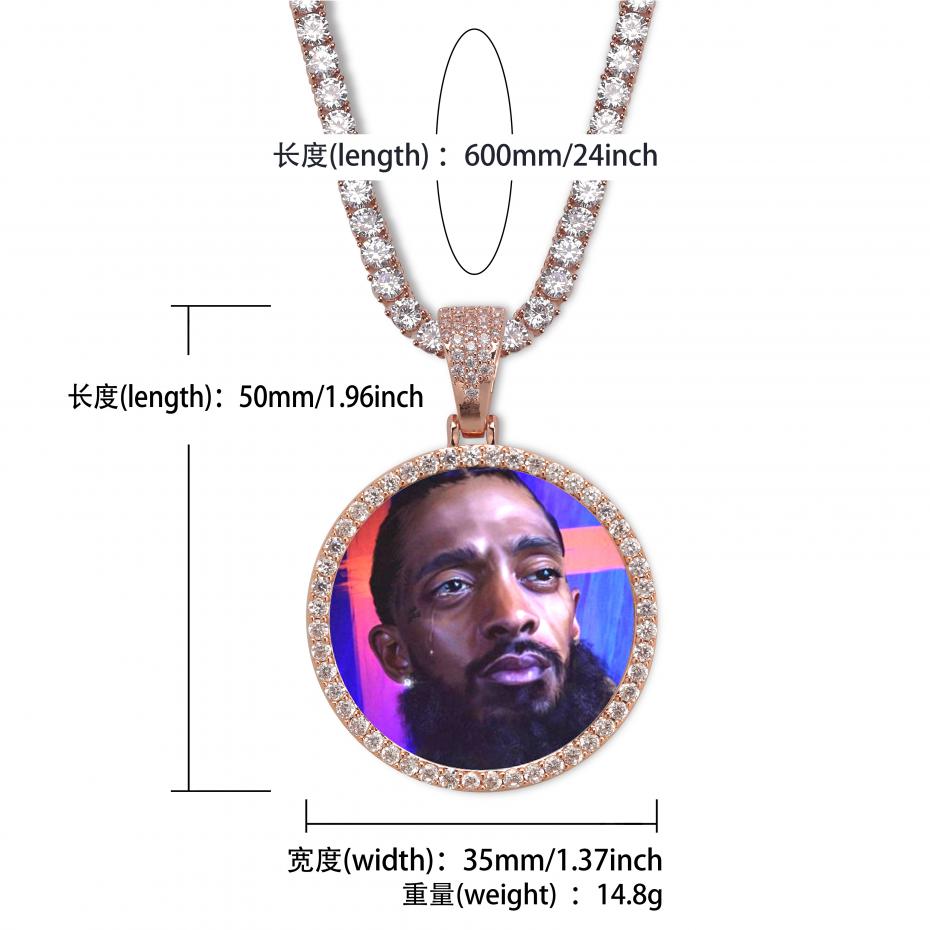 TOPGRILLZ Gold Custom Made Photo With wings Medallions Necklace & Pendant 4mm Tennis Chain Cubic Zircon Men's Hip hop Jewelry