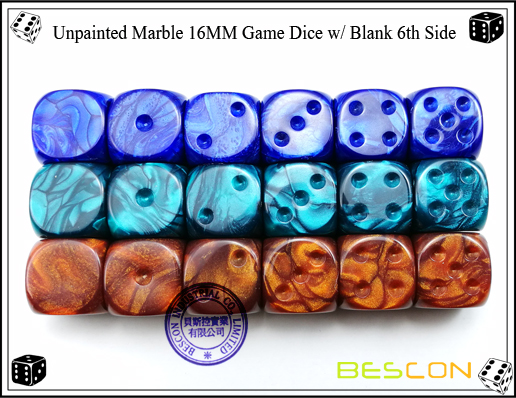 Un-painted Marble Dice 16MM with Blank 6th Side-5
