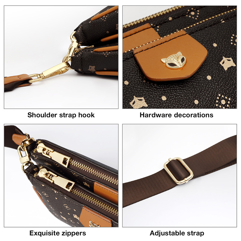 FOXER 2020 New 3 in 1 Crossbody Monogram Bags Signature Women Bag Removable Coin Purse PVC Leather Female Fashion Shoulder Bags