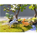 4 Pcs Running/Sitting Rabbit Garden Ornament Miniature Figurine Plant Pot Fairy Synthetic Resin Mini Animal Fairy Garden Decor