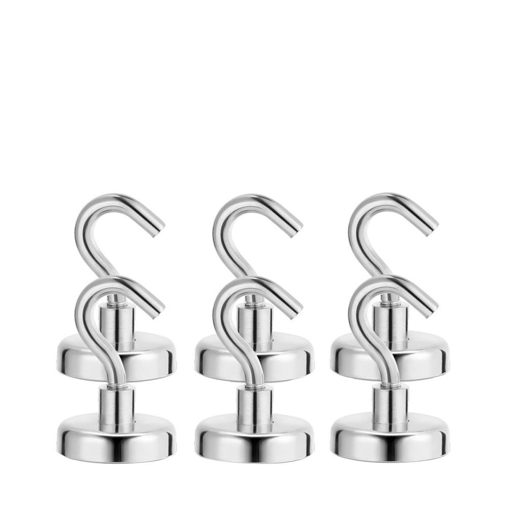 6 Pcs Strong Magnetic Hooks Heavy Duty Wall Hooks Hanger Key Coat Cup Hanging Hanger for Home Kitchen Storage Organization