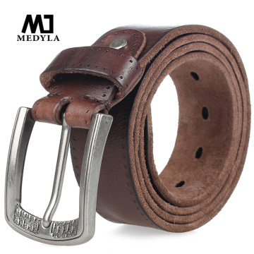 MEDYLA Genuine Leather Belts Men's Belt Cowhide Vintage Pin Buckle Jeans Belts Strap Casual Leather Belt For Men DSW533