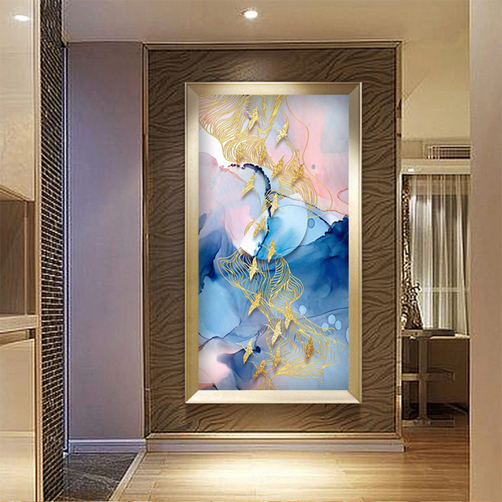 Nordic Style abstract Pictures Golden crane Painting Home Wall Decoration Art Picture For Living Room Hotel Entrance