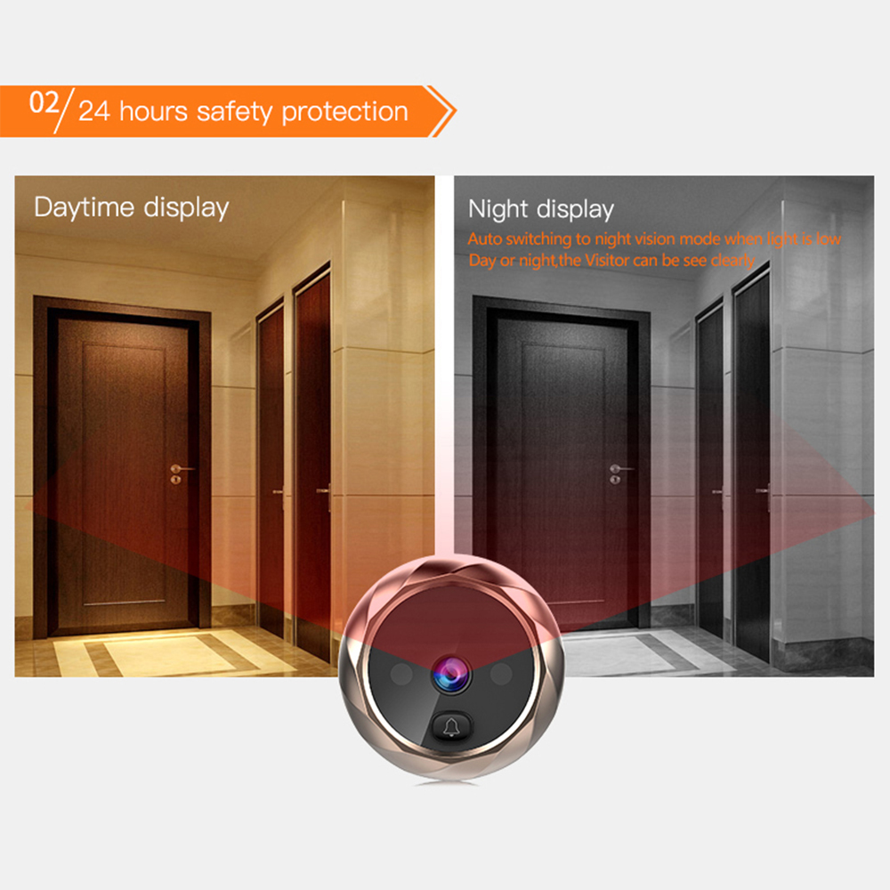 2.8 inch LCD Color Screen Digital Doorbell Infrared Motion Sensor Long Standby Night Vision HD Camera Outdoor Door Bell