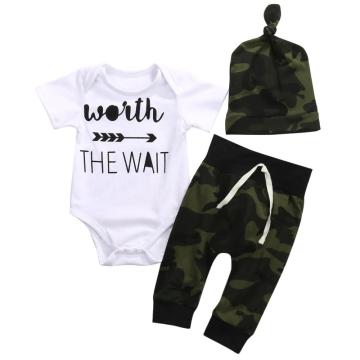 0-24M Summer Baby Boy Camouflage Clothing Set Kids Arrow Short Sleeve Romper+ Pant Outfits 3Pcs Clothes Suits