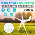 12/24/48V 9000W Wind Power Turbines Generator 3/5 Wind Blades Option With Waterproof Charge Controller Fit for Home Or Camping