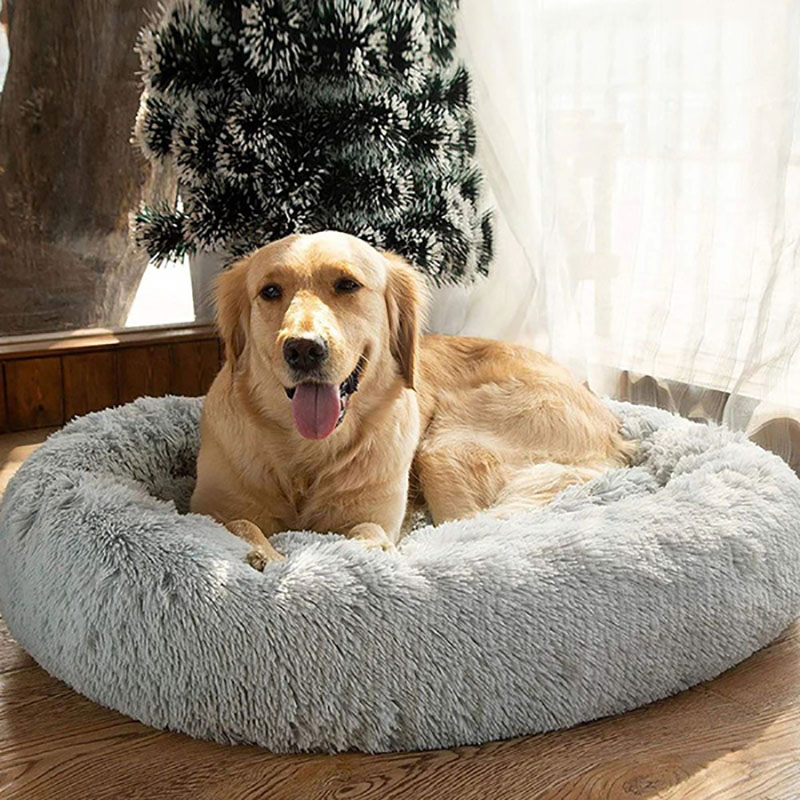 Long Plush Dog Cushion Calming Bed Pet Kennel Super Soft Fluffy Comfortable for Large Cat Dog House Bed